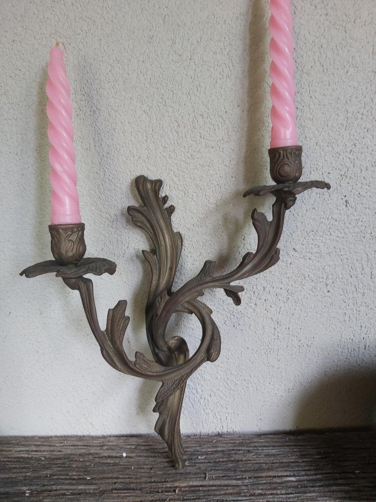 Prachtige oude wand kandelaar / wand lamp rococo stijl, Antiek en Kunst, Ophalen of Verzenden, Koper