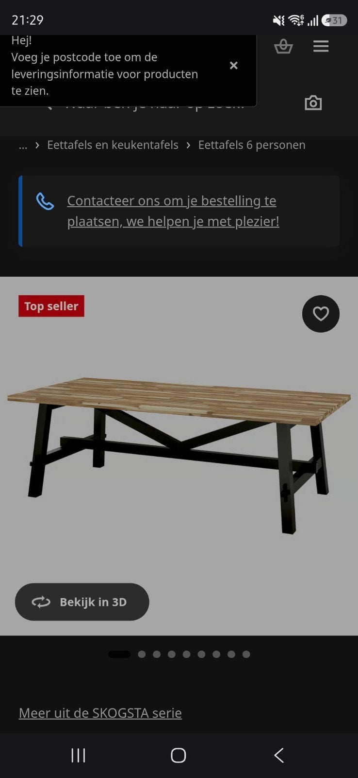Tafel met 2 bankjes, Enlèvement