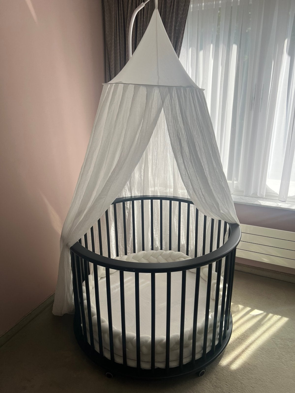 Babybedje met wieltjes, incl bedhemel & matras, Kinderen en Baby's, Ophalen