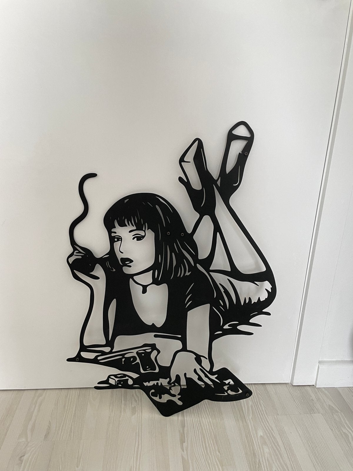 Metalen wanddecoratie Uma Thurman, Ophalen, Metaal, Zwart, Decoratieobject