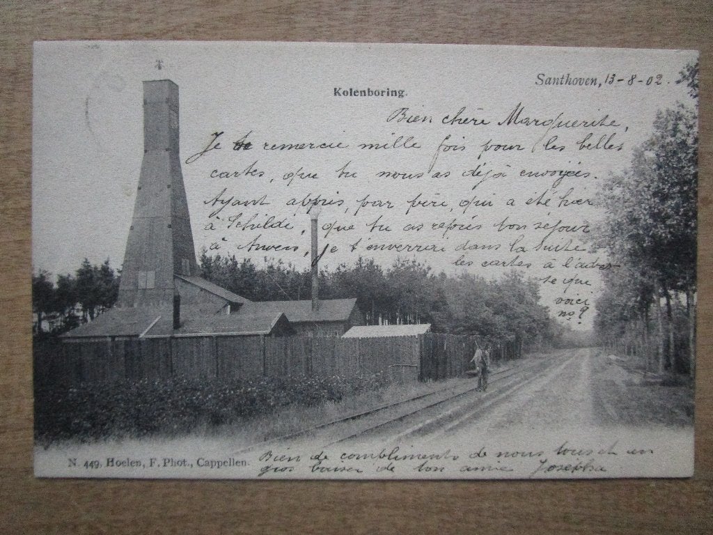 3 oude postkaarten kolenboring te Zandhoven, Verzamelen, Ophalen of Verzenden, Voor 1920, Gelopen, Gebouw
