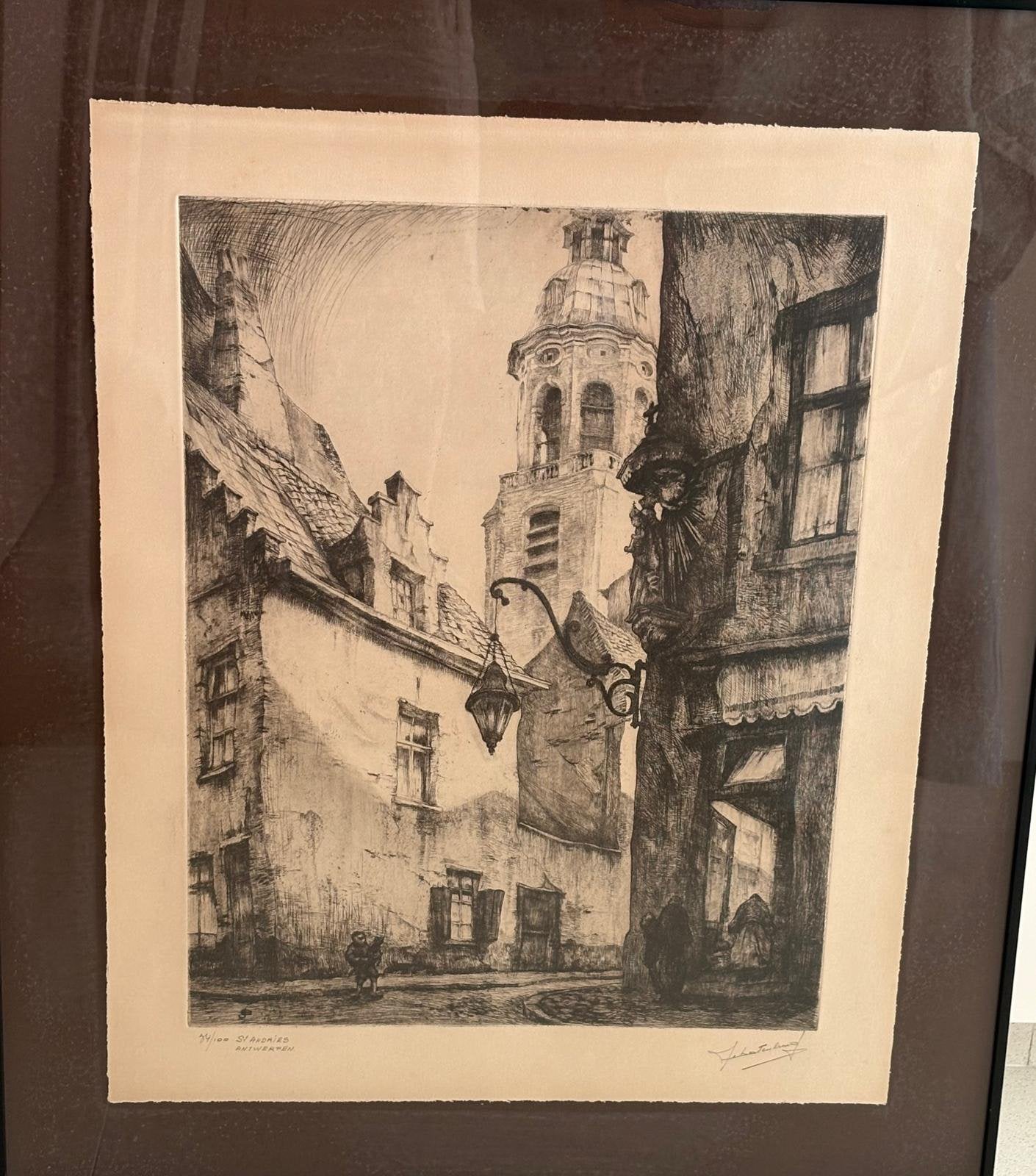 Gravure Antwerp/St. -Andries de J. Batenburg, Enlèvement, Eau-forte