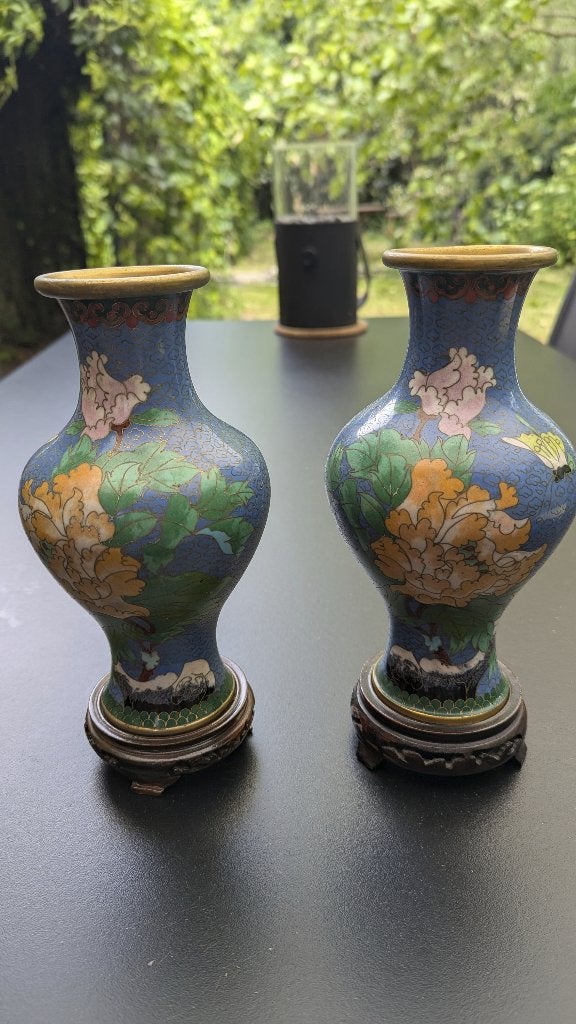 Set van 2 Cloisonné vazen, Ophalen