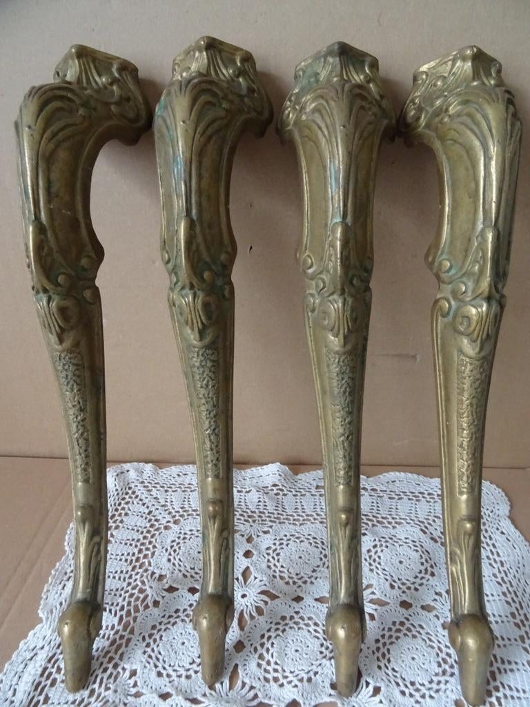 Antieke messing tafelpoten Hollywood Regency stijl 37cm, Antiek en Kunst, Ophalen of Verzenden