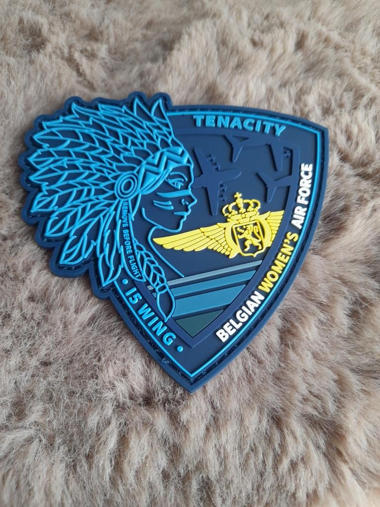 Patch BELGIAN WOMEN'S AIR FORCE 15WING TENACITY, Ophalen of Verzenden, Nieuw, Patch, Badge of Embleem