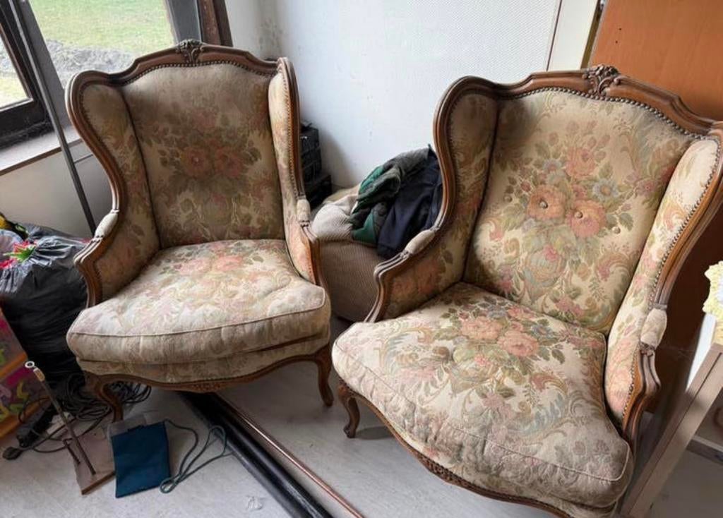 2 antieke gegarneede stoelen, Maison & Meubles, Fauteuils, Enlèvement, Comme neuf