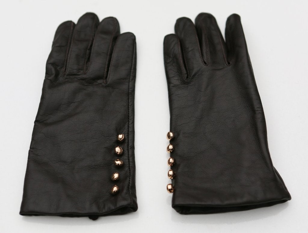 Mooi paar donkerbruine zachte leren handschoenen - Teeth, Dents, Ophalen of Verzenden, Zo goed als nieuw, Handschoenen