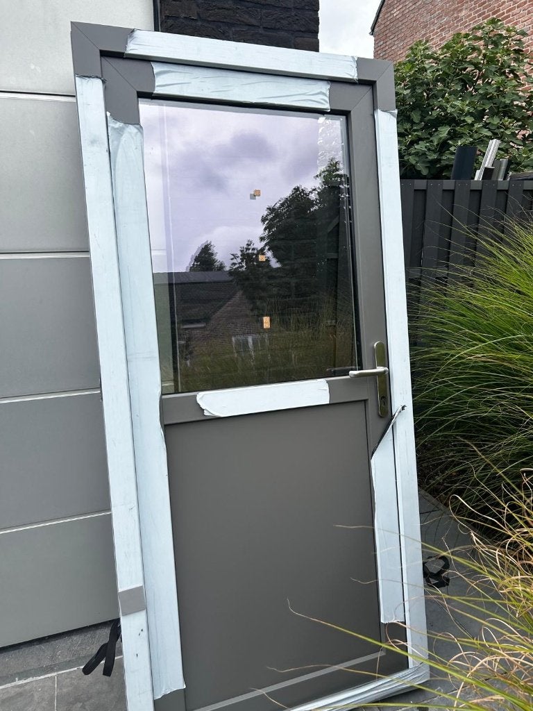 Nouvelle porte en PVC sablé gris quartz, Neuf, Porte extérieure, Verre, Enlèvement