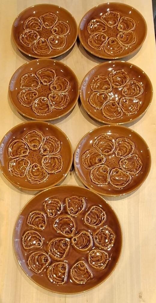 set Franse oesterborden (6+1), Antiek en Kunst, Ophalen of Verzenden