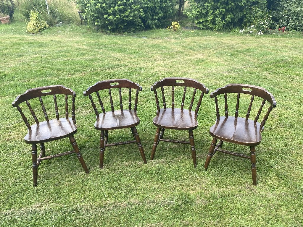 4 chaises de café style bistrot, Maison & Meubles, Chaises, Vintage, Brun, Enlèvement, Utilisé