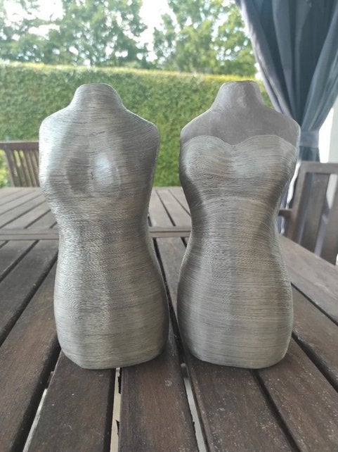 Paar set 2 mini klein mannequin lichaam body juweel houders, Ophalen, Zo goed als nieuw, Zilver