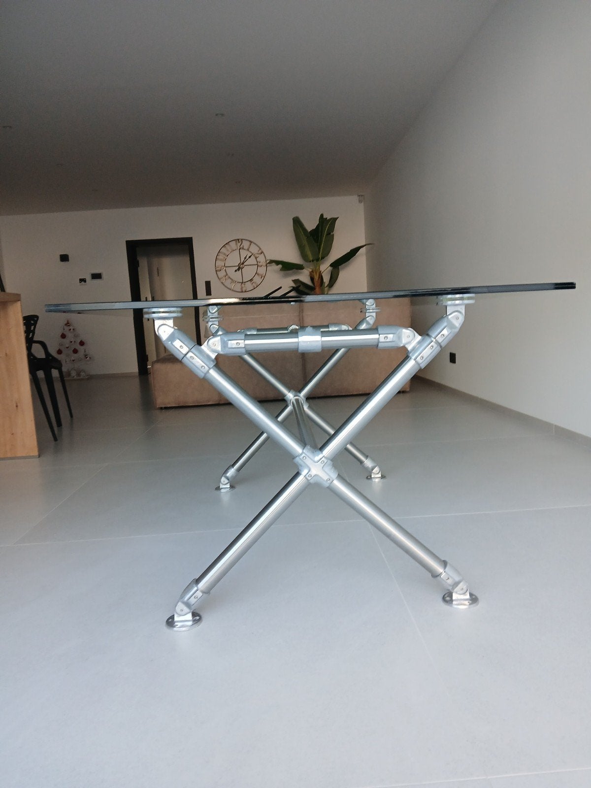Table verre/ inox de chez Oburo 180/90 cm.4367 Crisnée, Enlèvement, Verre
