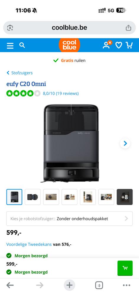Eufy c20 stof en dweil robot nieuw, Enlèvement ou Envoi, Neuf