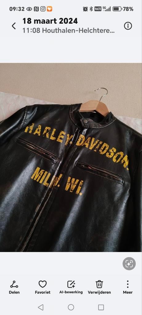 Leren jas Harley davidson, Enlèvement ou Envoi, Taille 48/50 (M)