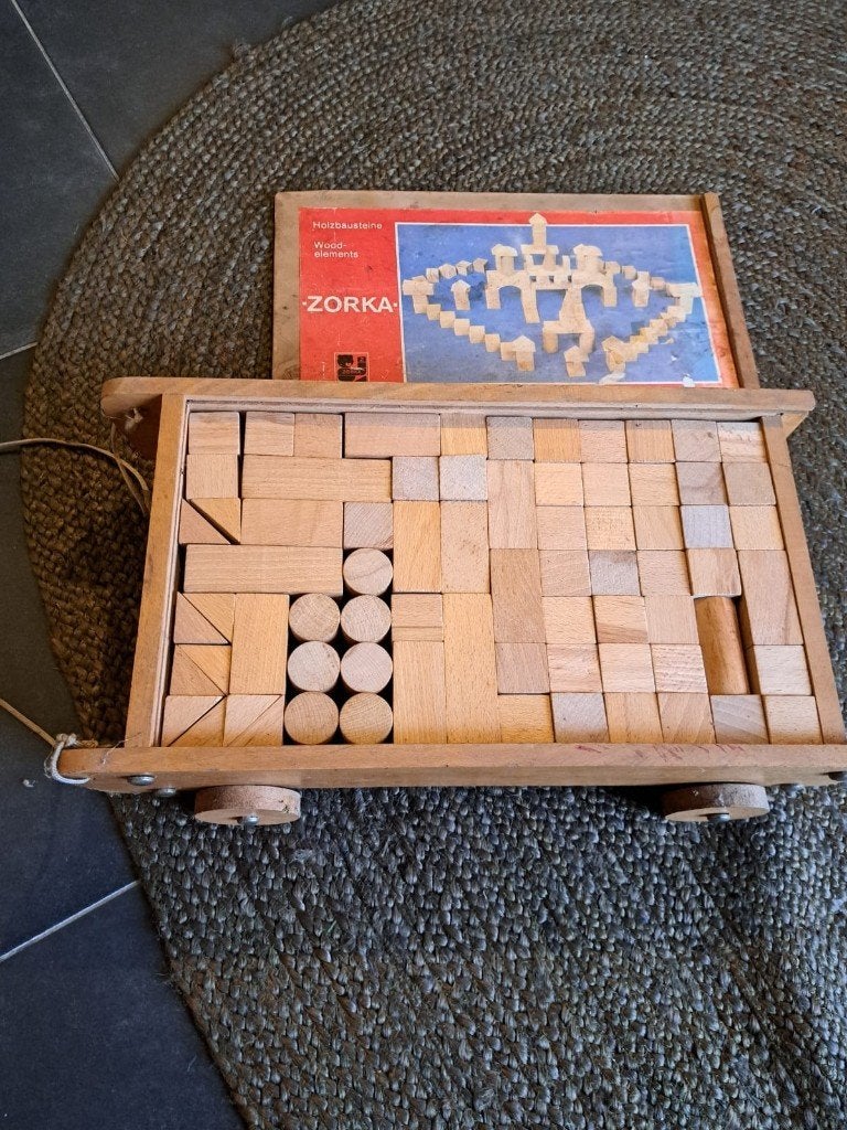 ZORKA VINTAGE BLOKKENKAR, Kinderen en Baby's, Speelgoed | Houten speelgoed, Ophalen, Gebruikt, Overige typen