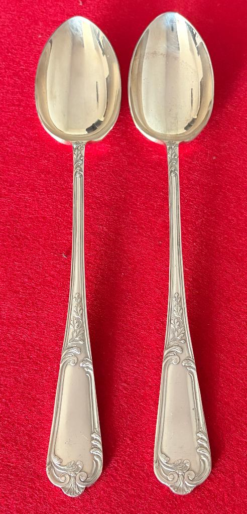 2 Grandes Cuillères de Service Régence en Argent Plaqué, Antiquités & Art, Enlèvement ou Envoi, Argent