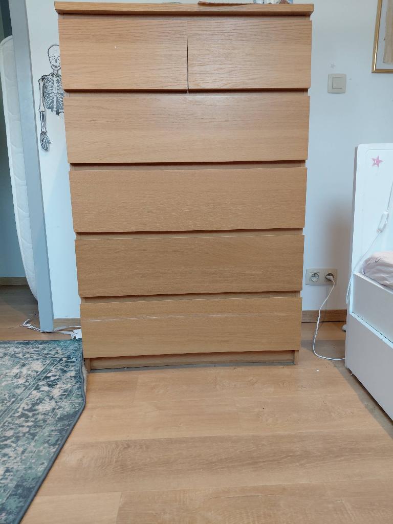 Commode 6 tiroirs IKEA Malm, Maison & Meubles, Enlèvement, Comme neuf, Chêne, 100 à 150 cm