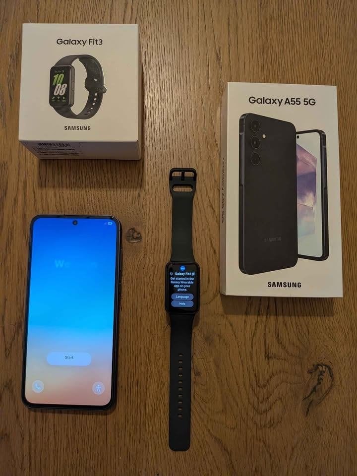 Samsung Galaxy A55 5G + Galaxy Fit 3, Ophalen, Overige modellen, Blauw, Touchscreen