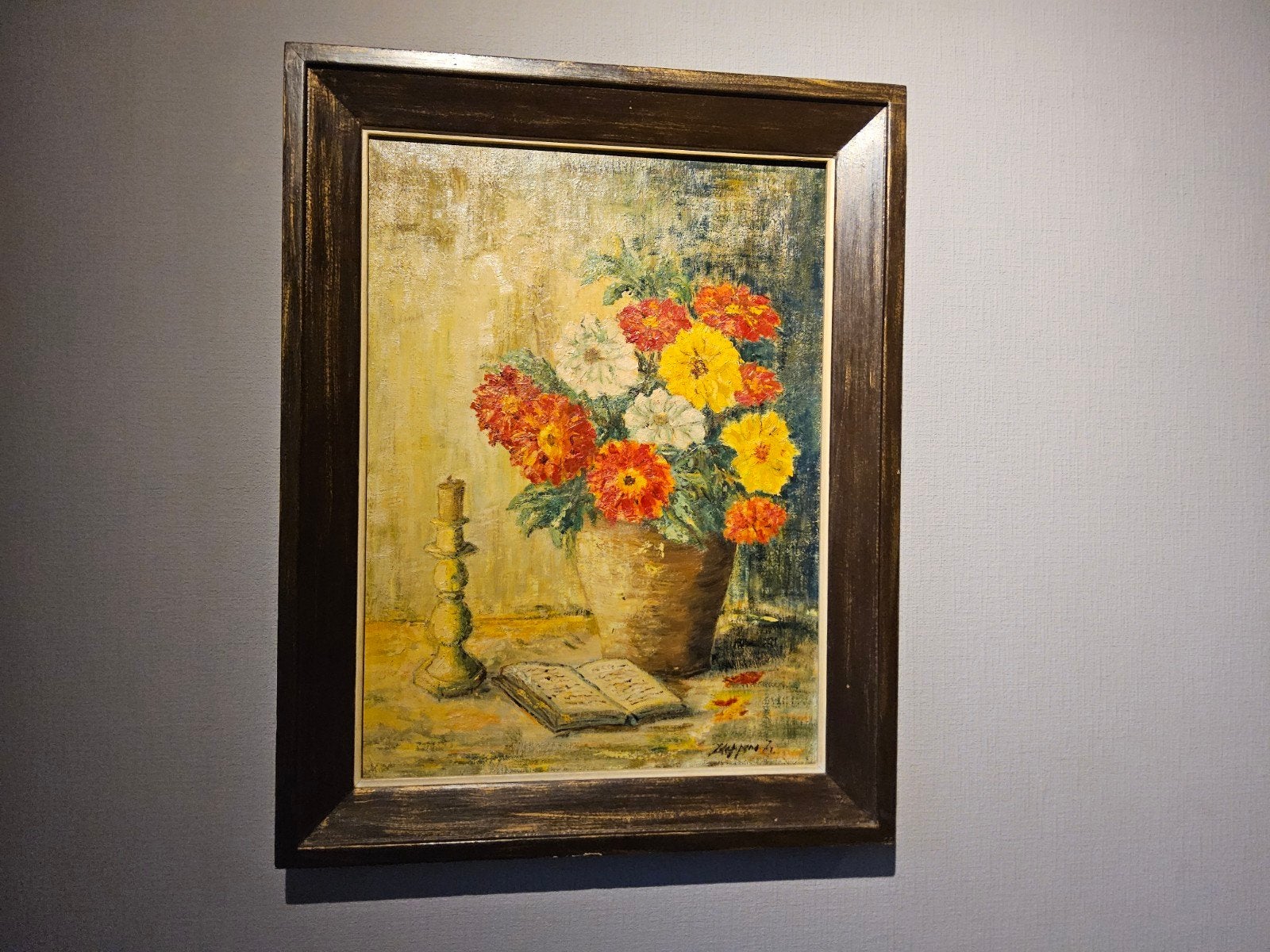 Stilleven / bloemen op doek, Antiek en Kunst, Doek, Gesigneerd, Klassiek, Ophalen