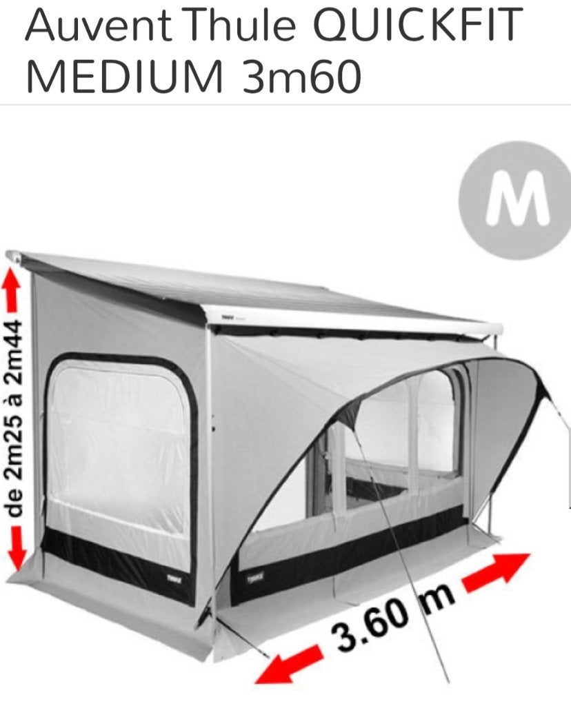 Auvent THULE QuickFit 360, Caravanes & Camping, Enlèvement, Comme neuf, PVC, Thule