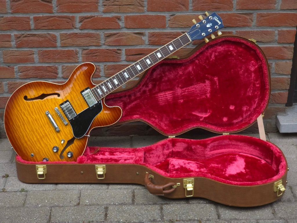 Gibson ES-335 Figured Ice Tea Burst, Ophalen of Verzenden, Zo goed als nieuw, Semi-solid body, Gibson