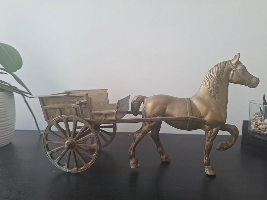 statuette cheval chariot bronze, Ophalen of Verzenden, Brons