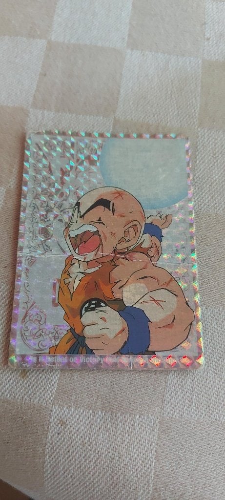 dragonball z kaart glitter card Krillin met Energy Ball, Enlèvement ou Envoi, Utilisé