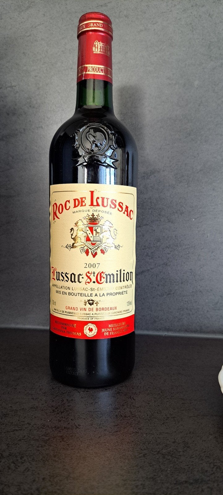 bordeaux wijn st emilion Roc de lussac 2007, Collections, Enlèvement ou Envoi, Vin rouge