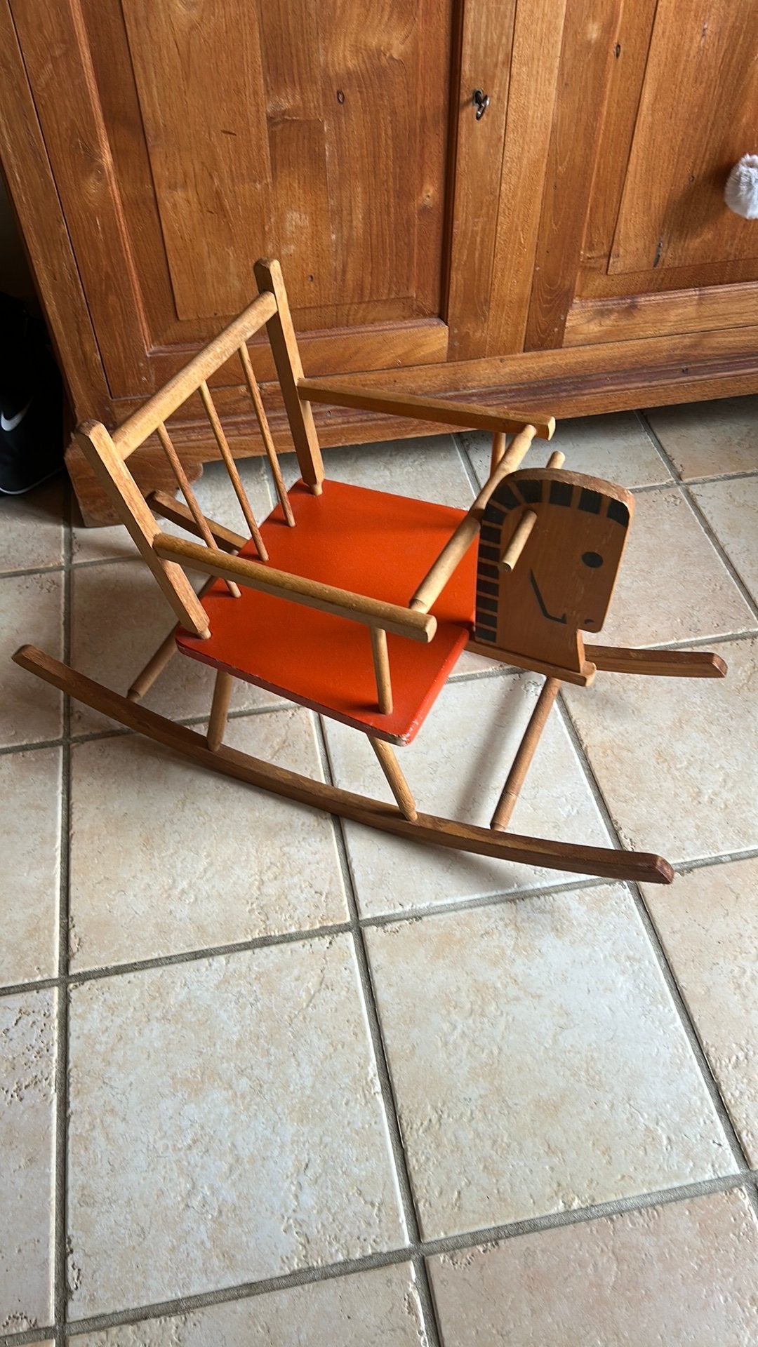 Vintage houten hobbelpaard – retro speelgoed – decoratie, Ophalen of Verzenden, Gebruikt