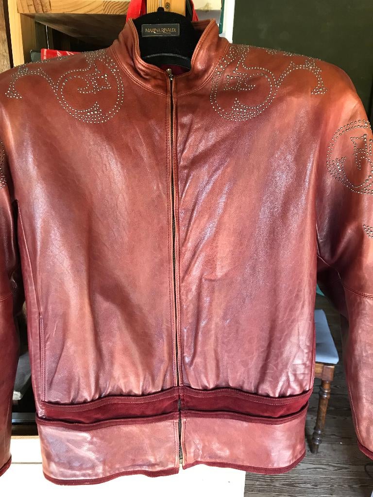 rode leren jas met studs maat S, Motoren, Kleding | Motorkleding, Jas | leer, Dames, Tweedehands, Ophalen of Verzenden
