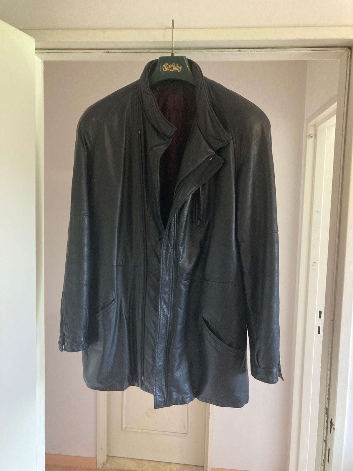 3/4 leren jas maat 50, Kleding | Heren, Jassen | Winter, Ophalen, Gedragen, Maat 48/50 (M), Zwart