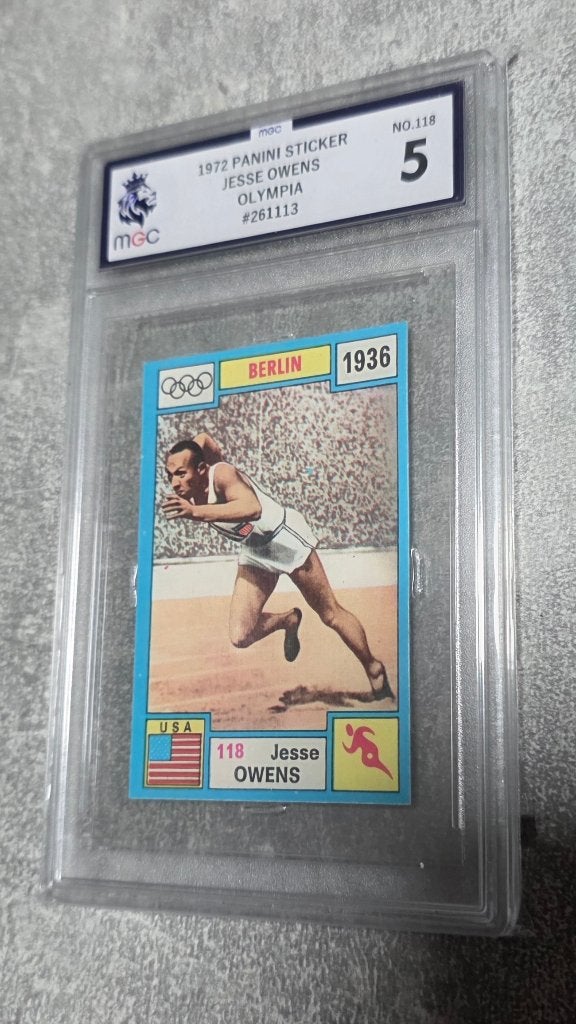 Panini+Panini Olympia+geen PSA+Jesse Owens+MGC 5+ #118, Ophalen of Verzenden, Zo goed als nieuw, Sticker