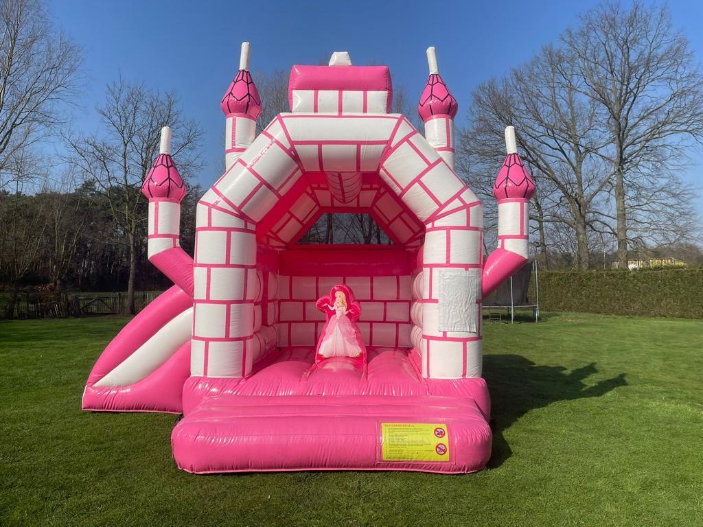 TE HUUR Springkasteel Prinsessen met glijbaan!, Hobby en Vrije tijd, Feestartikelen | Verhuur, Ophalen, Zo goed als nieuw