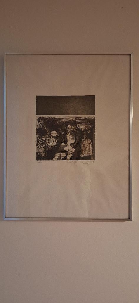 Ets, Antiek en Kunst, Kunst | Etsen en Gravures, Ophalen, Ets, Ingelijst, 1950 - 1999