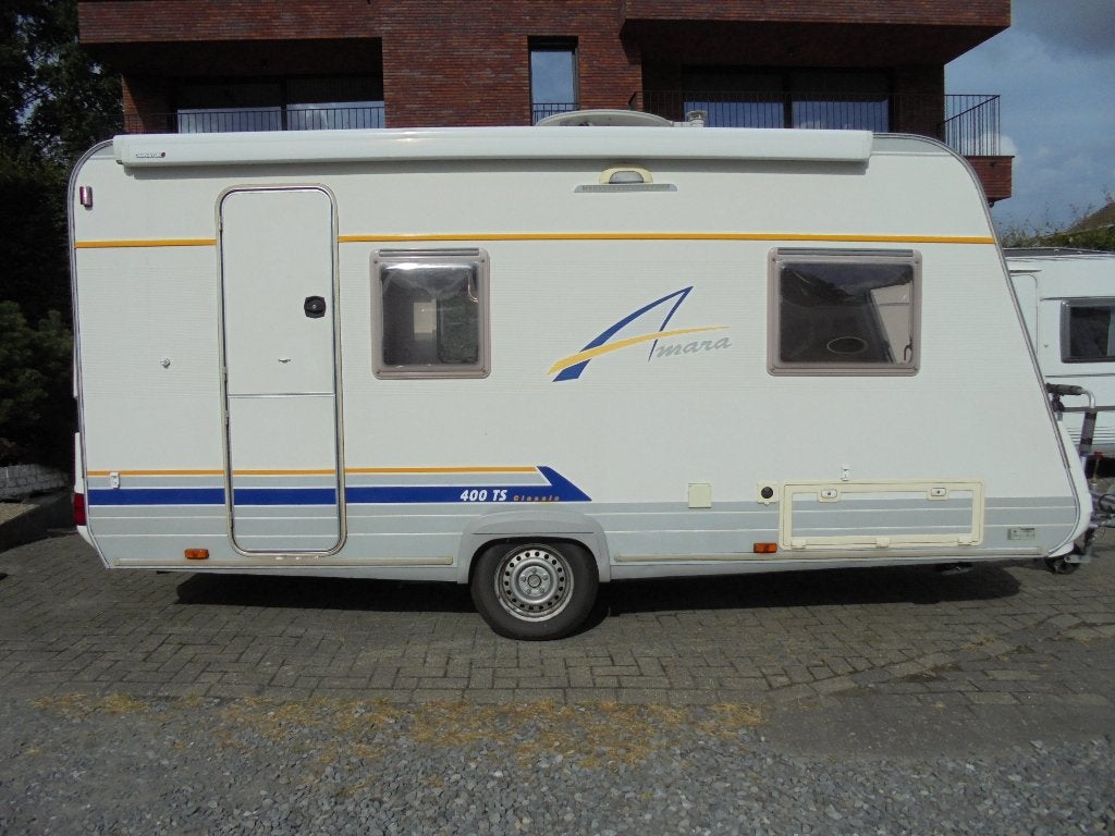 Burstner Amara 400TS,1/2003, 4 pers/vast bed+treinzit,luifel, Caravans en Kamperen, Vast bed, Fietsenrek, Treinzit, Particulier