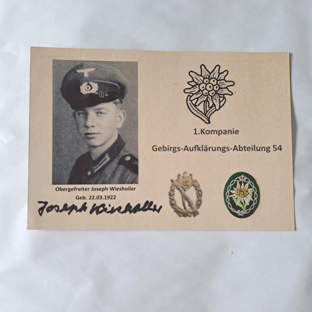 WW2 Duitse Gebirgsjäger Fotokaart Joseph Wiesholler, Verzamelen, Ophalen of Verzenden
