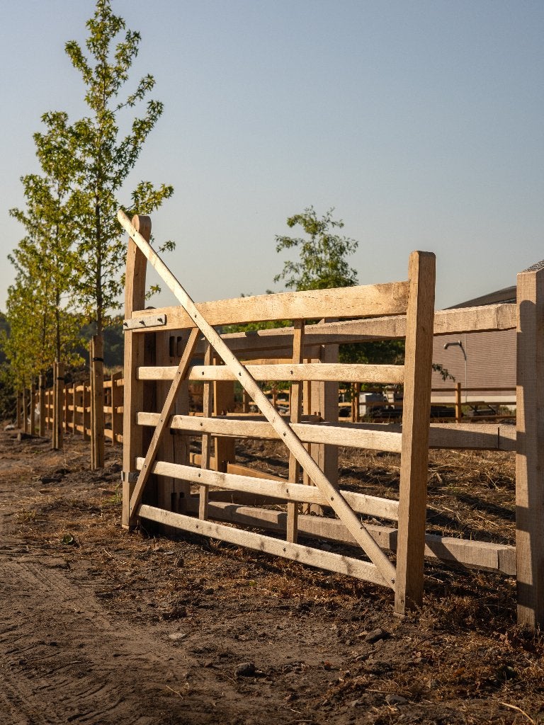 Eiken toegangs- poort 120cm hoog x 360cm breed, Ophalen, Zo goed als nieuw, Hout, Overige typen