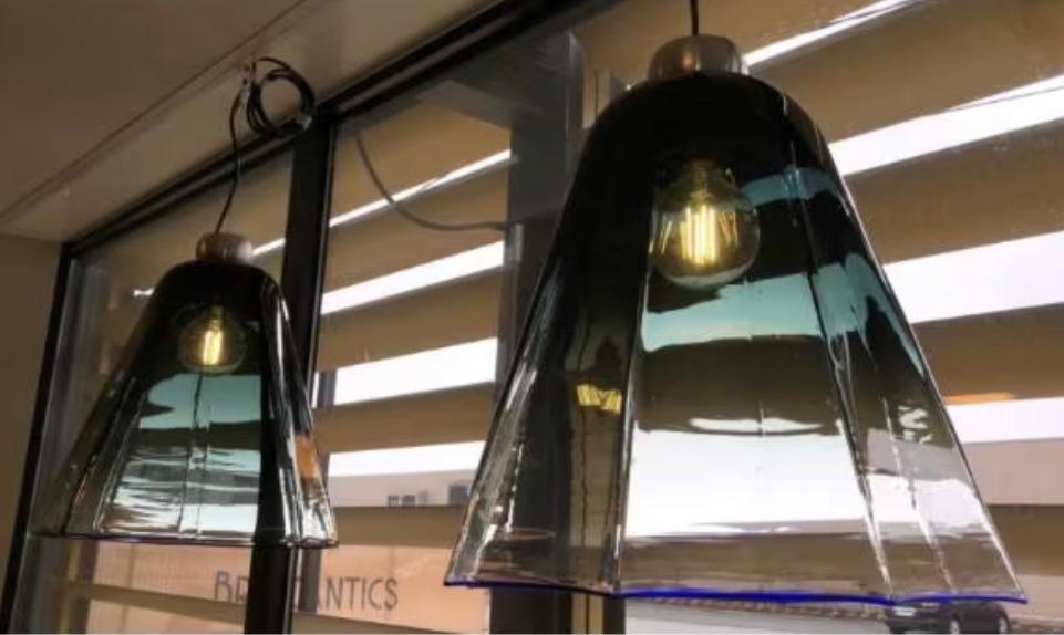 Unieke set van 2 hanglampen, Enlèvement, Verre