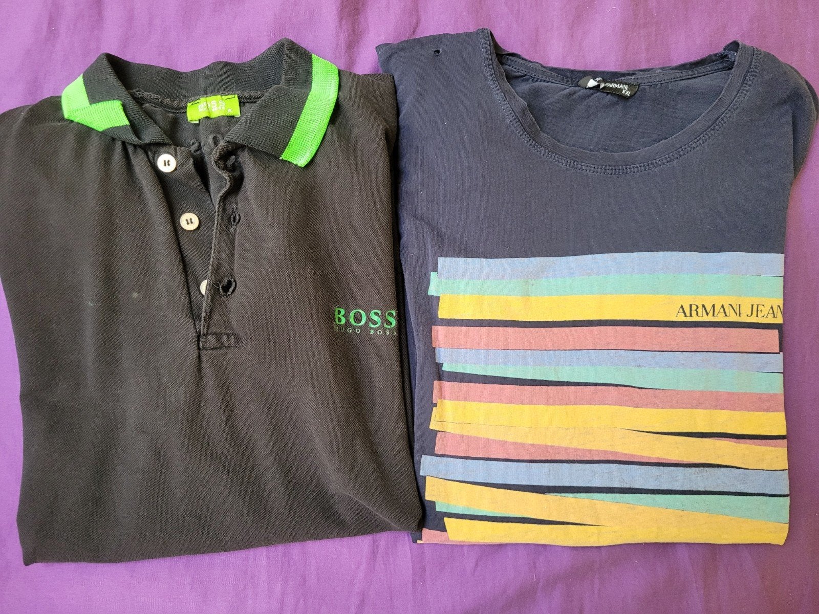 Set van 2 merk items:Armani T-shirt, Hugo Boss Polo werk aan, Zwart, Maat 56/58 (XL), Ophalen of Verzenden, Armani Jeans & Hugo Boss