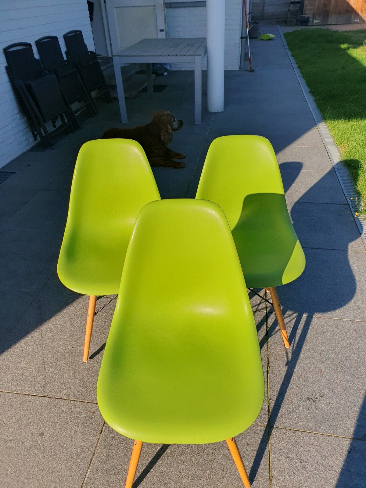 3 groene stoelen, Maison & Meubles, Autres couleurs, Comme neuf, Enlèvement, Bois