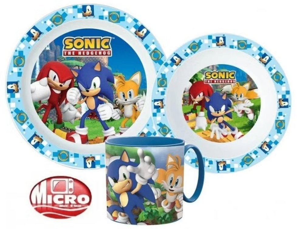 Sonic Kinderservies met Mok - Magnetron Eetsetje / Dinerset, Enfants & Bébés, Enfants & Bébés Autre, Enlèvement ou Envoi, Neuf