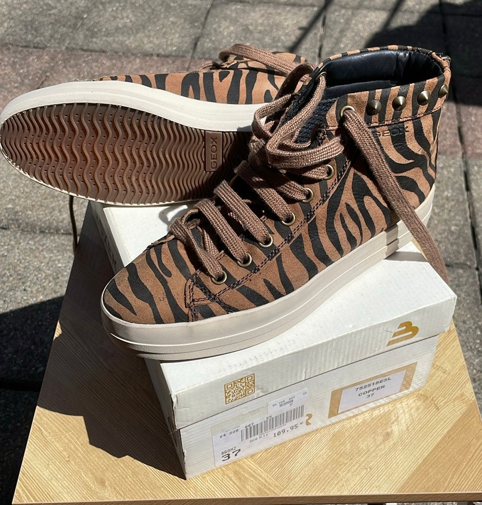 Geox bronze zebra hoge sneakers voor dames (36), Ophalen of Verzenden, Nieuw, Sneakers