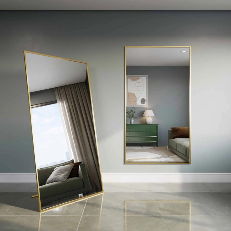 Gouden Staande Rechthoekige Spiegel - 180x100 Cm, Verzenden, Nieuw, 100 tot 125 cm, 150 tot 200 cm