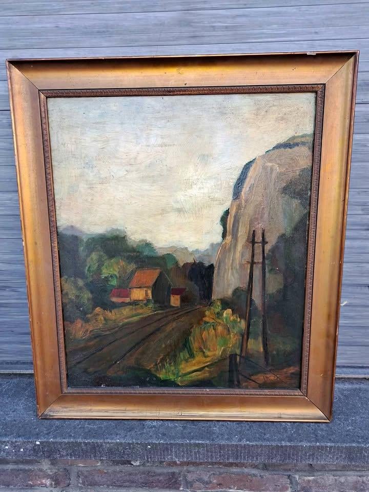 Huile sur panneau ruelle signe gustave camus 1930, Antiquités & Art, Enlèvement ou Envoi