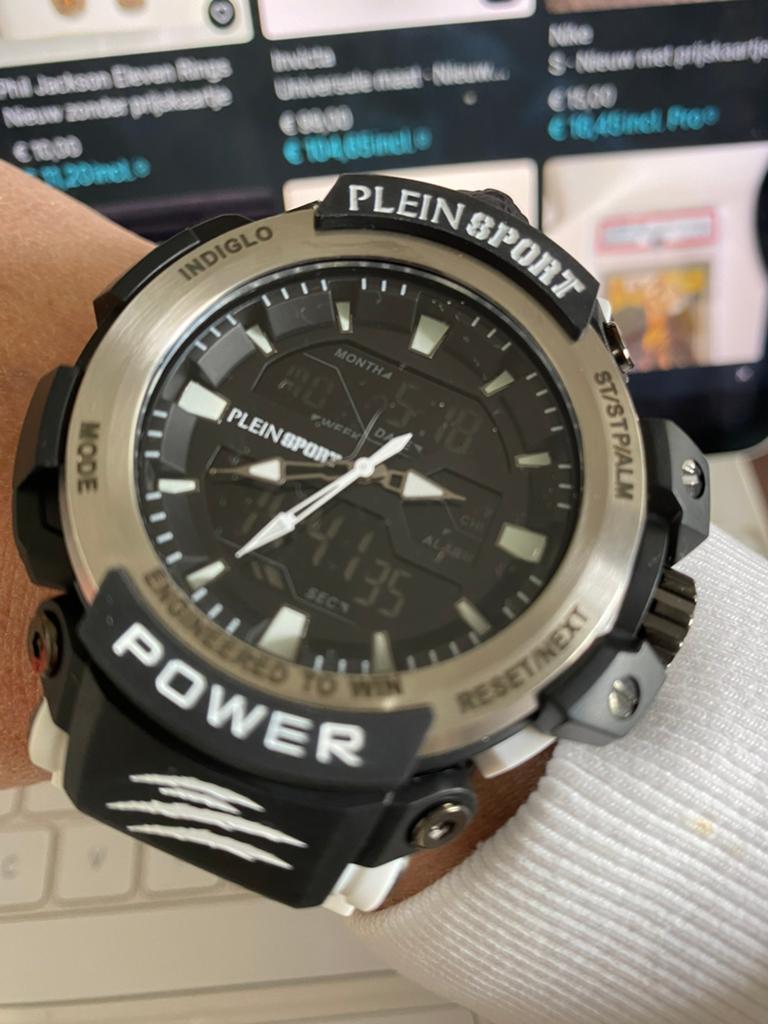 Philipp Plein Sport "Combat Power" 50mm., Handtassen en Accessoires, Horloges | Heren, Kunststof, Polshorloge, Kunststof, Zo goed als nieuw