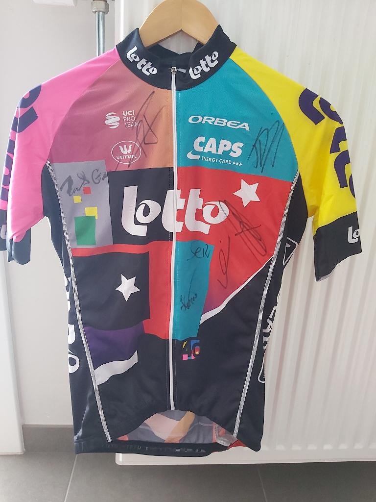 Wielertrui 40 j lotto gesigneerd arnaud de lie+team tour 25, Ophalen, Nieuw, Kleding