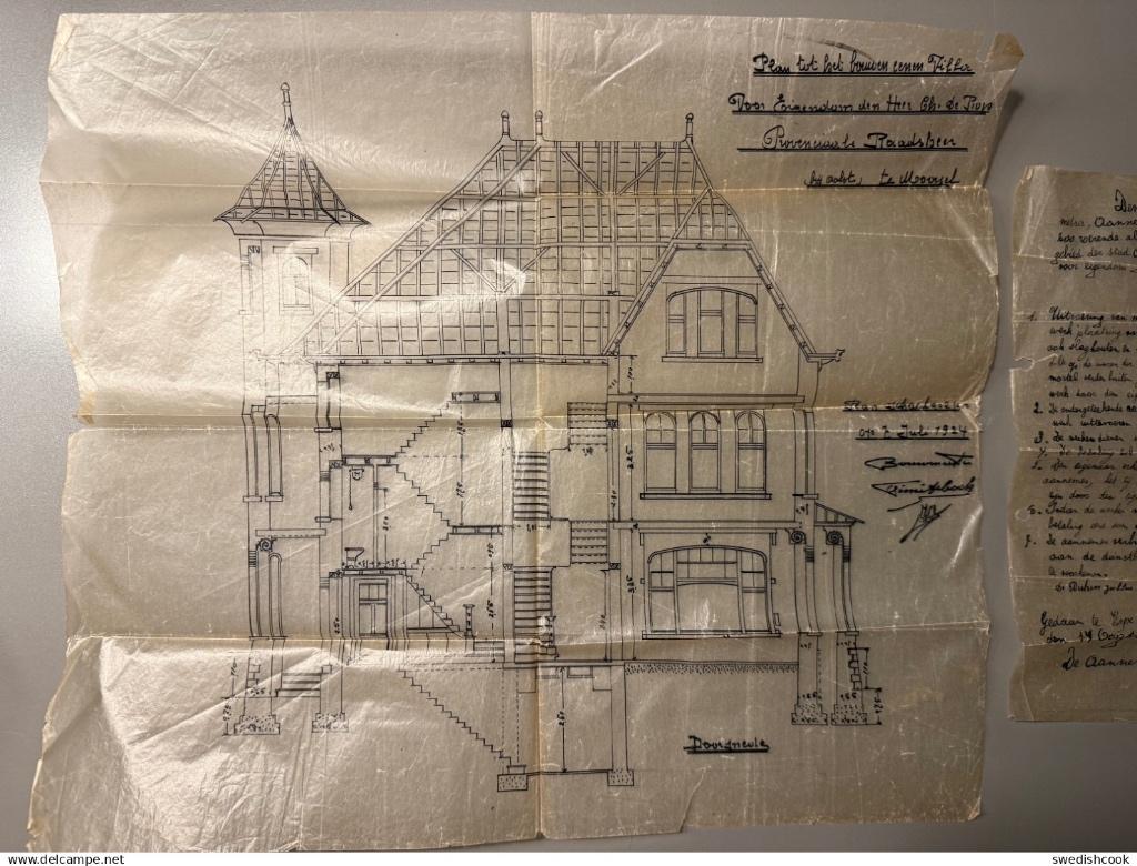 ErpeMere Aalst Moorsel Bouwplannen brief Villa Raadsheer1924, Ophalen
