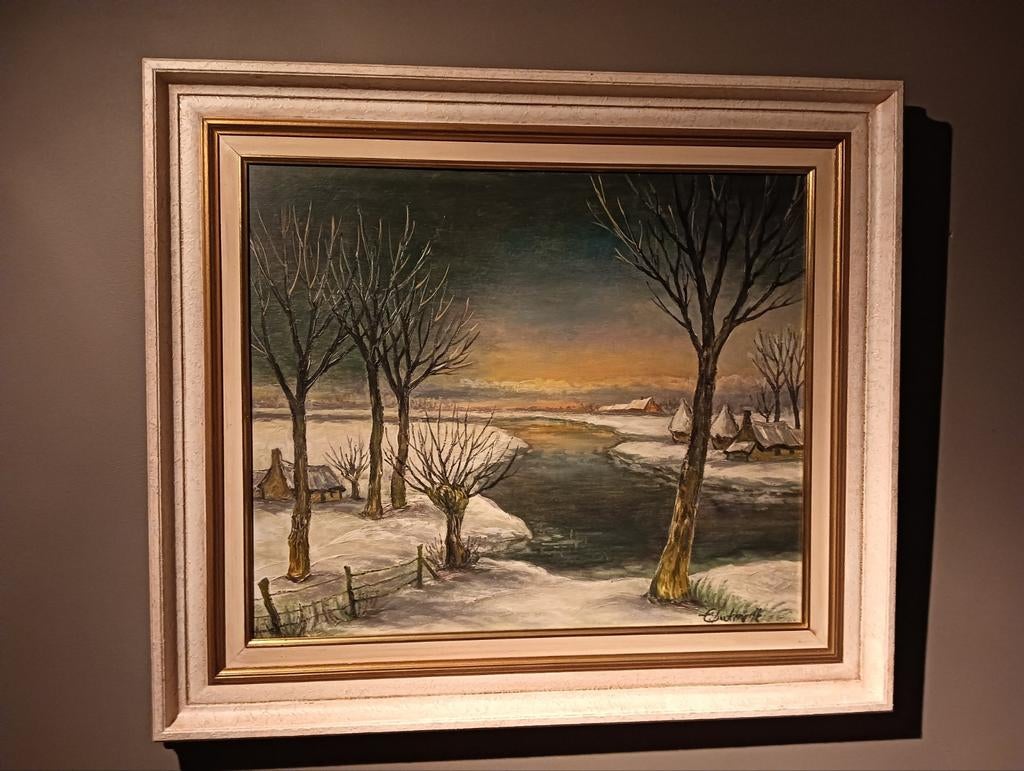Winter aan de leie, Antiek en Kunst, Kunst | Schilderijen | Klassiek, Ophalen