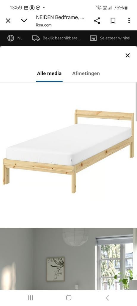 Grenen bed Ikea 90x200 - Neiden Ikea, Huis en Inrichting, Slaapkamer | Bedden, Hout, Ophalen