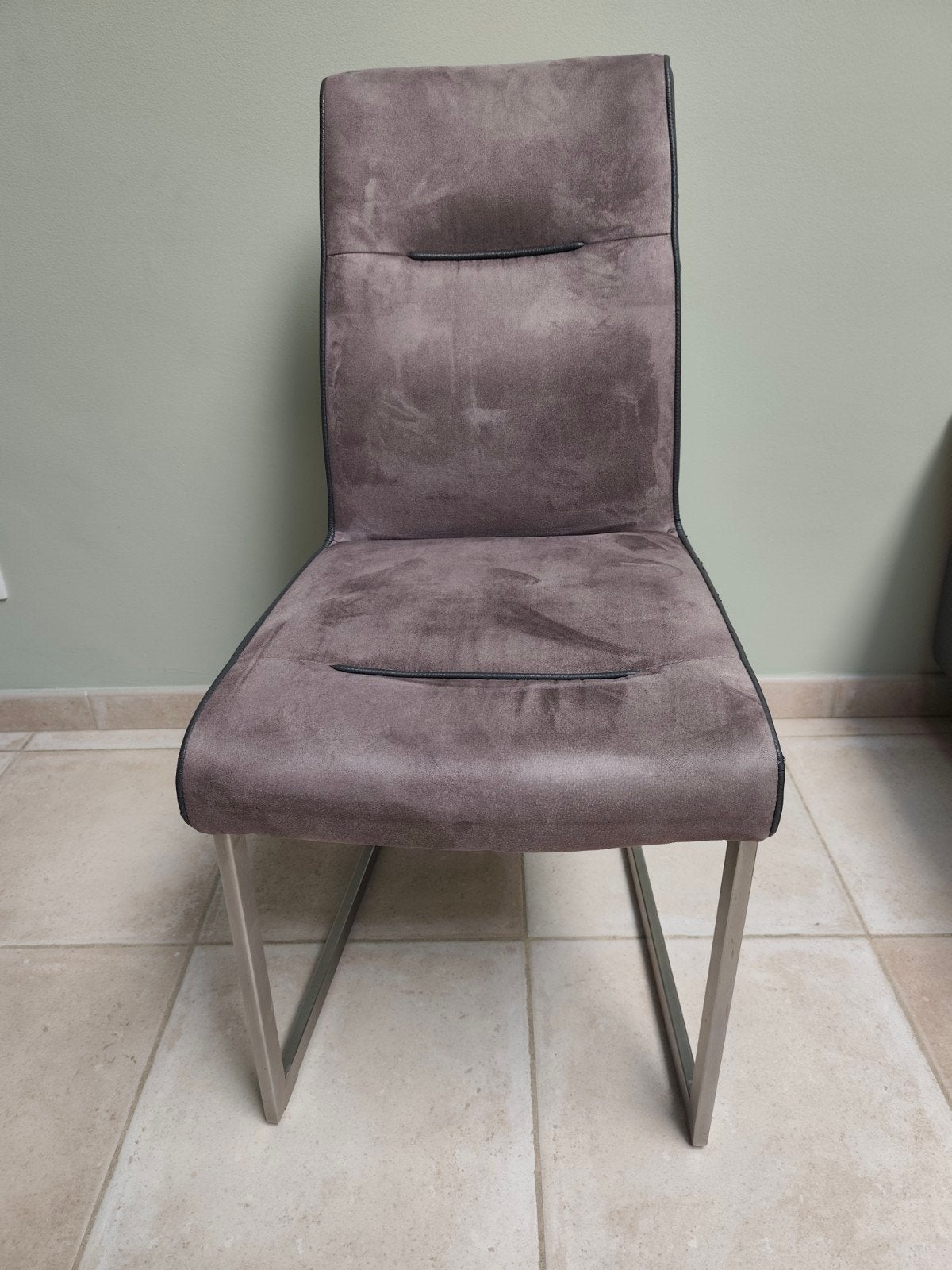 Lot de 6 Chaises de salle à manger design avec pied en inox, Enlèvement, Gris, Tissus, Cinq, Six Chaises ou plus